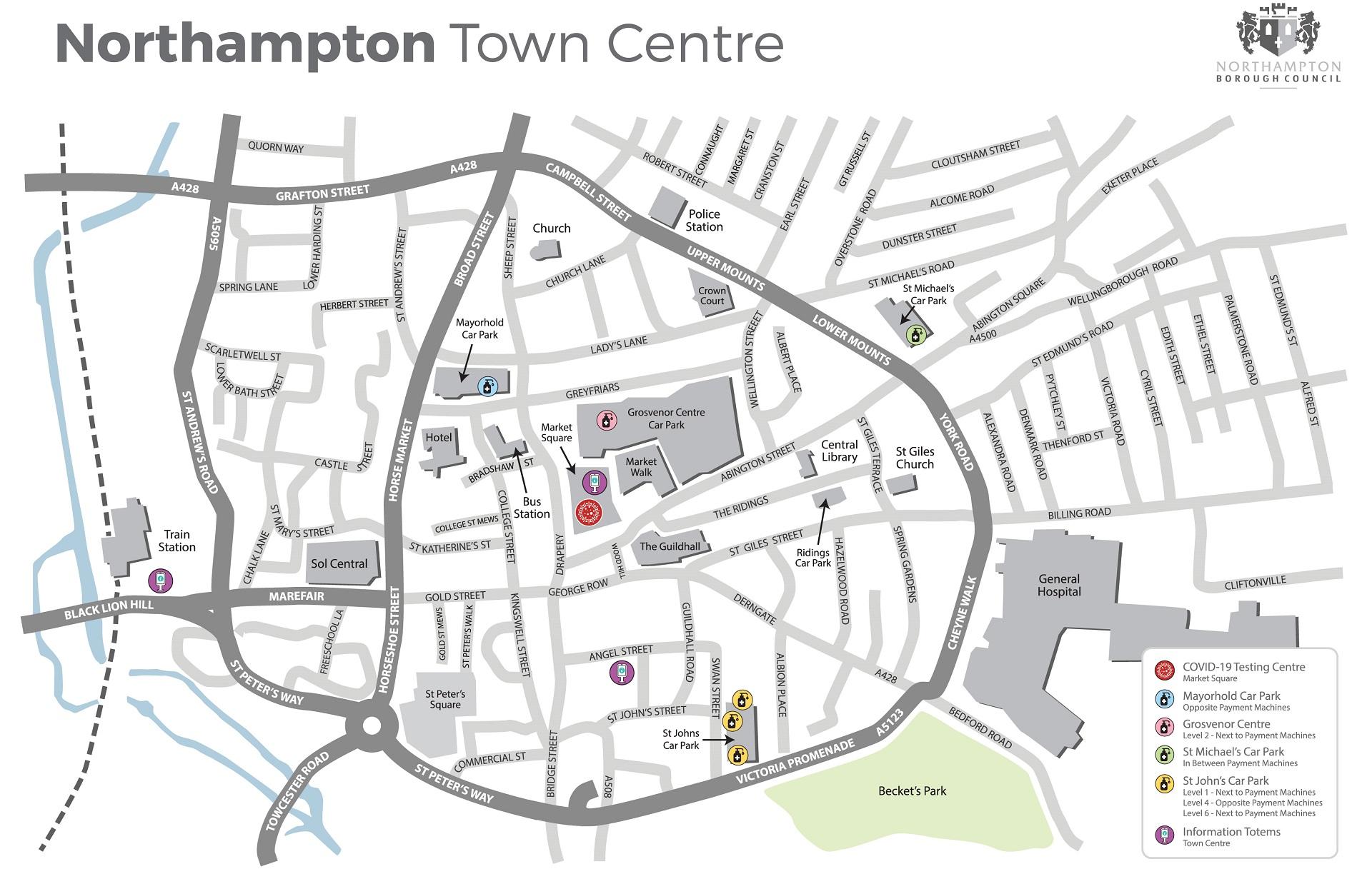Northampton Town Centre Map 1920 